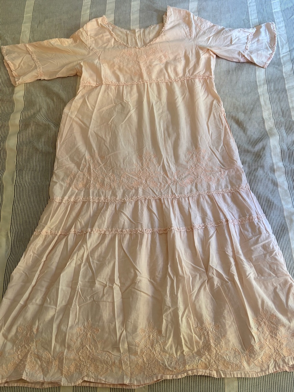 Pink Embroidered Vintage Dress